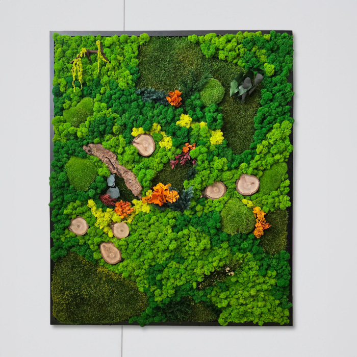 Tablou cu muşchi, licheni, plante, lenm si flori stabilizate 110 x90 cm [2]