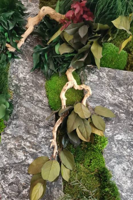 Panou decorativ cu muschi, licheni si marmura, volumetric - "Conexiune si vigoare 2 " [3]