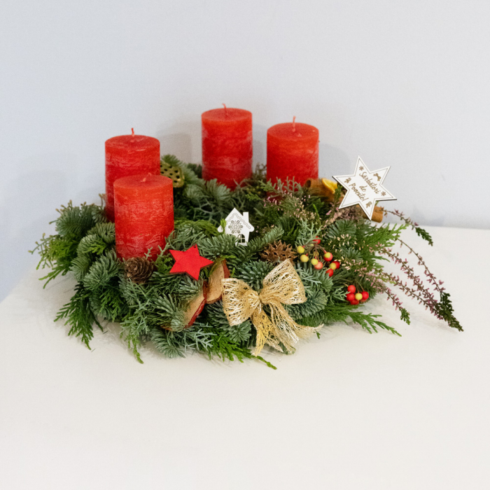 Coronita de Advent cu lumanari rosii, pentru Craciunul Sfant [3]