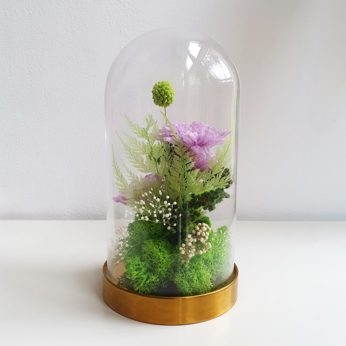 Aranjament floral plante stabilizate Cupolă flori stabilizate mov [3]