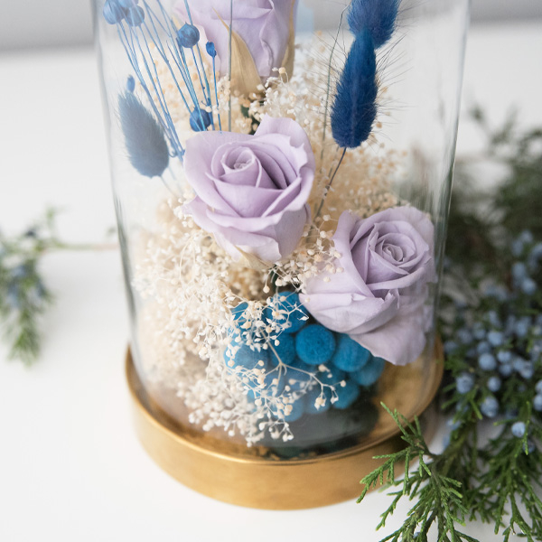 Aranjament floral plante stabilizate Cupolă trandafiri mov criogenați DecoTerrarium [2]