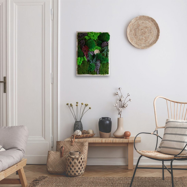 Panou decorativ cu mușchi licheni și scoarță de copac 42×32cm [3]