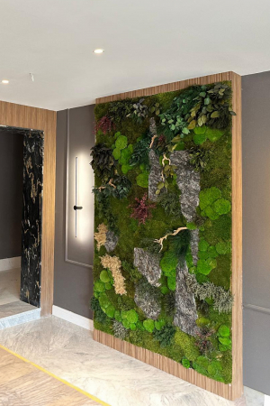 Panou decorativ cu muschi, licheni si marmura, volumetric - "Conexiune si vigoare 2 " [1]