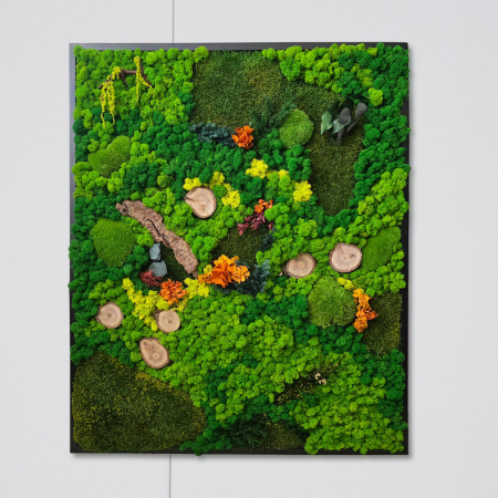 Tablou cu muşchi, licheni, plante, lenm si flori stabilizate 110 x90 cm [1]