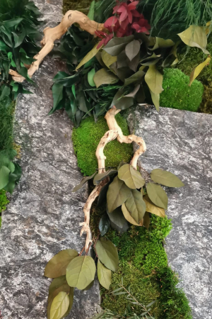 Panou decorativ cu muschi, licheni si marmura, volumetric - "Conexiune si vigoare 2 " [2]