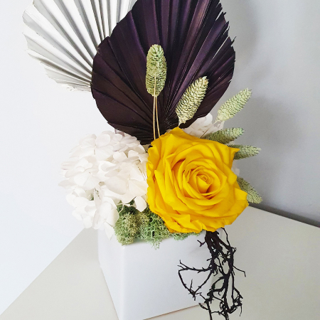 Aranjament floral plante stabilizate Sculptural trandafir galben criogenat DecoTerrarium [1]