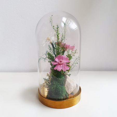 Aranjament floral plante stabilizate Cupolă flori stabilizate roz [2]