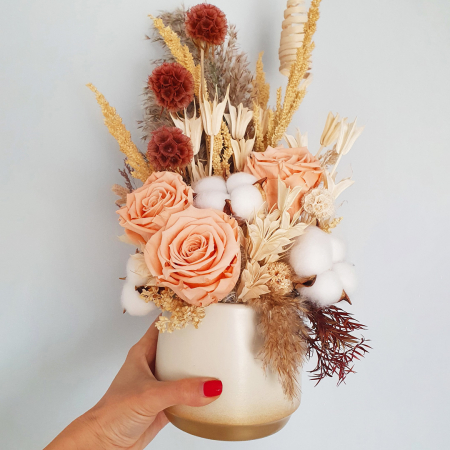 Aranjament floral plante stabilizate trandafiri roz criogenați DecoTerrarium [1]