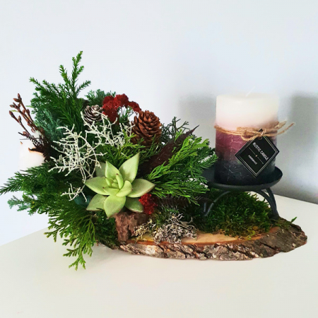 Decorațiuni pentru Sărbători - Aranjament de Craciun cu lumanare