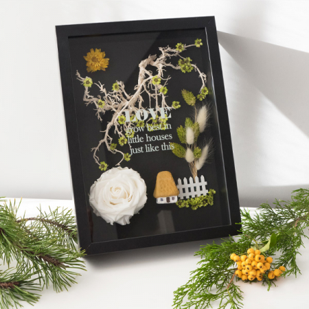 Aranjamente plante stabilizate - Cutie aranjament floral plante stabilizate "Little house" DecoTerrarium