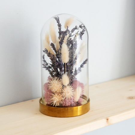 Aranjamente plante stabilizate - Aranjament floral plante stabilizate Cupolă lavandă DecoTerrarium