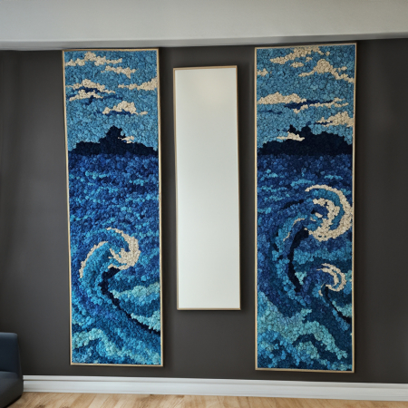 Panouri decorative cu licheni - Panou decorativ cu licheni- "Peisaj de vacanţă albastră"