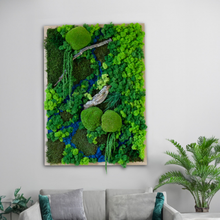 Panouri decorative cu licheni - Panou decorativ cu licheni "Peisaj Delta" 72x52 cm