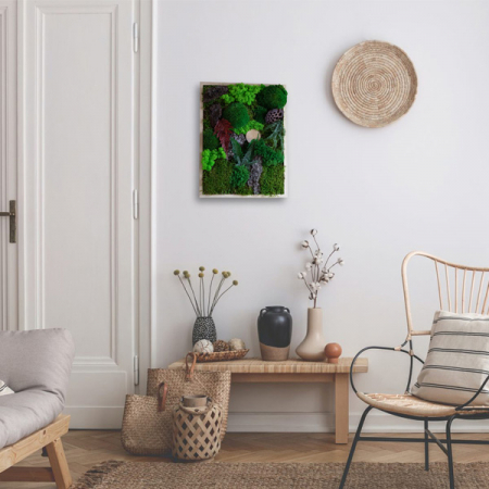 Panou decorativ cu mușchi licheni și scoarță de copac 42×32cm [2]