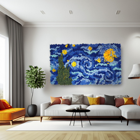 Panouri decorative cu licheni - Panou decorativ "Starry Night" 130x70cm
