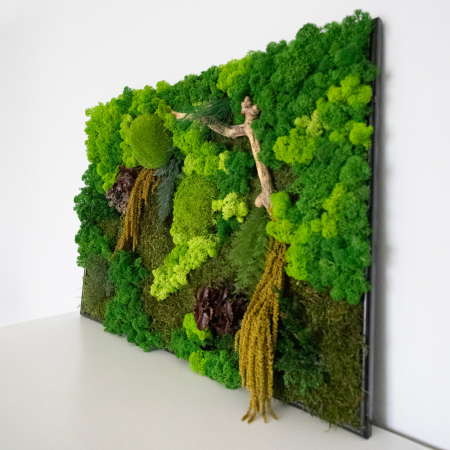 Panou decorativ cu licheni si plante stabilizate peisaj "Padure" 72x52 cm [2]