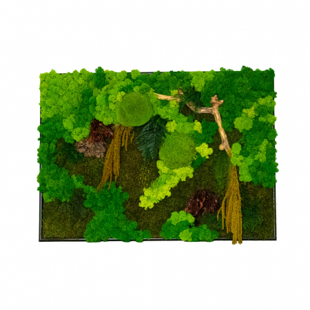 Panou decorativ cu licheni si plante stabilizate peisaj "Padure" 72x52 cm [1]