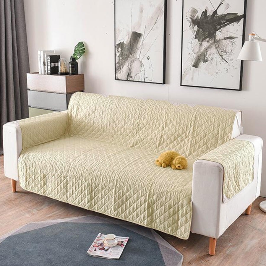 Pucioasa - Cuvertura matlasata canapea 3 locuri doua fete - crem