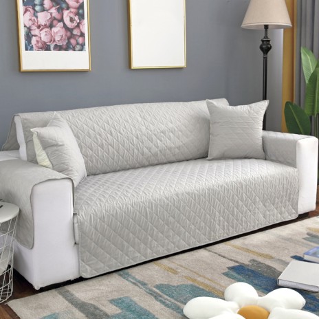 Pucioasa - Cuvertura matlasata canapea 3 locuri doua fete - gri deschis