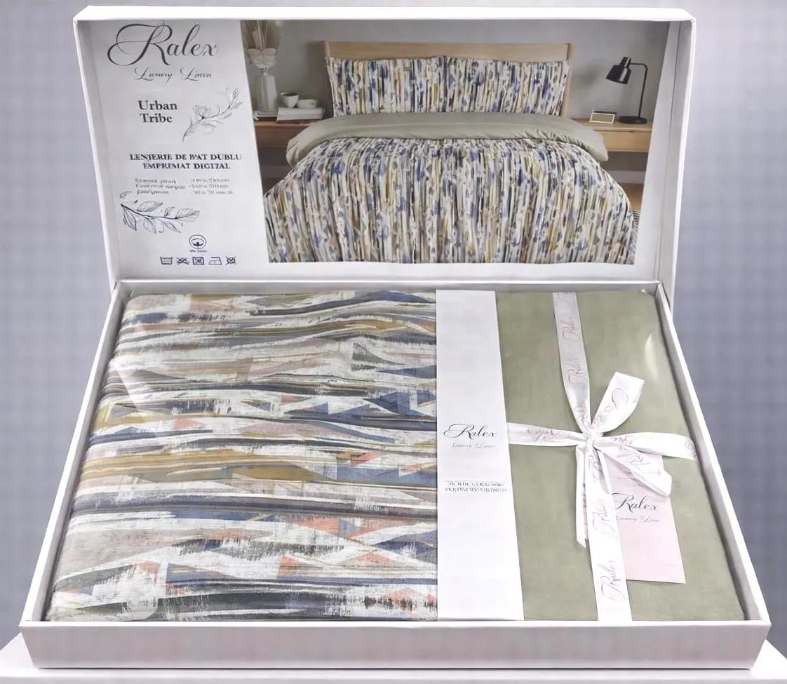 Lenjerie de pat Cotton Pro 100% bumbac - imprimare digitala (Urban Tribe) - Marime: King size, cu husa [3]