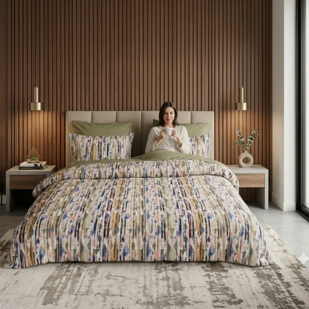 Lenjerii de pat - Lenjerie de pat Cotton Pro 100% bumbac - imprimare digitala (Urban Tribe) - Marime: King size, cu husa