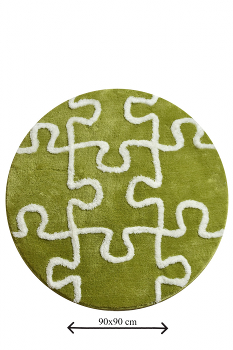 Covoras de baie D90cm, Chilai Home, Puzzle - Green [2]