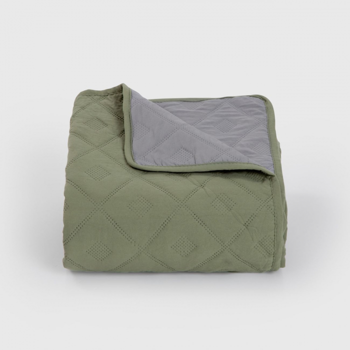 Cuvertura de pat reversibila, Dilios, Arena, 160x220 - green/grey [2]