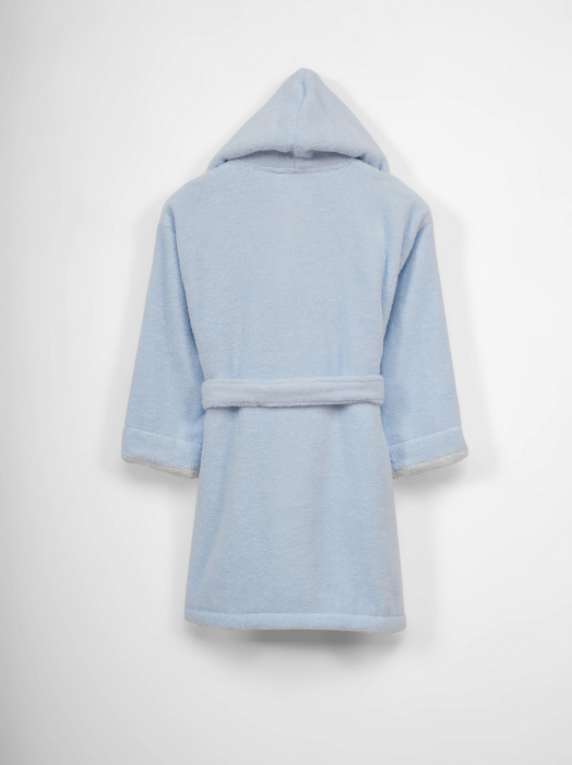 Halat de baie copii, bumbac 100%, Hobby Home, Boy - Light Blue Small Fish, 3-6 ani [2]