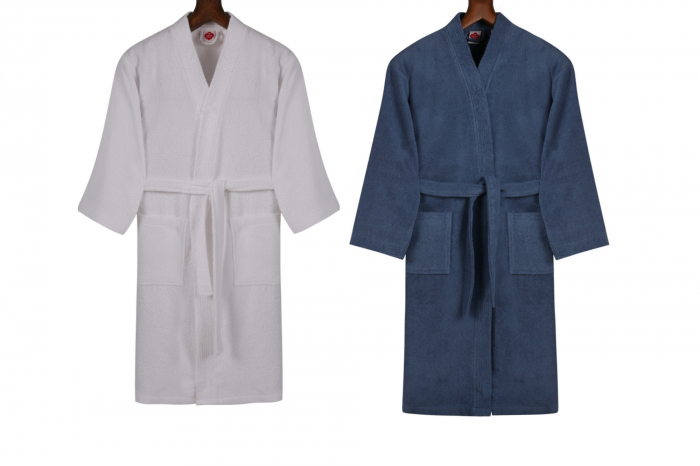 Set 4 prosoape si 2 halate de baie, Cotton Box, Nakıslı Aile - Blue, White v1 [6]