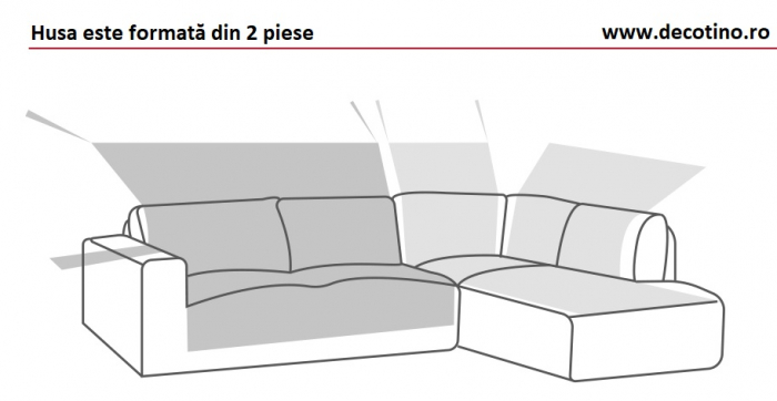 Husa coltar 2 piese, tip L cu sezlong, Belmarti, Geo Teflon, Aquamarine - Dreapta [2]