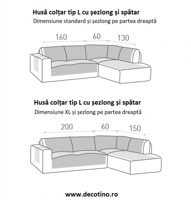 Husa coltar 2 piese, tip L cu sezlong, Belmarti, Geo Teflon, Gri inchis - Dreapta [3]