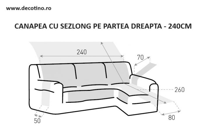 Husa coltar cu sezlong, Belmarti, Geo Teflon, Ivoire - dreapta [4]