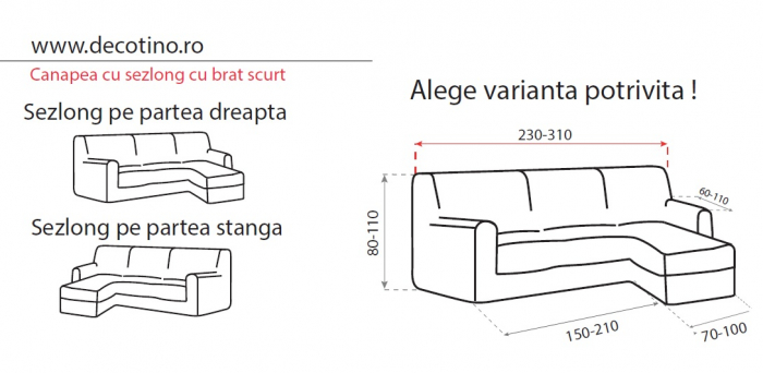 Husa elastica canapea cu sezlong, brat scurt, Belmarti, Milos, Ivoire [2]