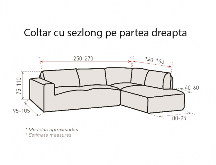 Husa elastica coltar cu sezlong, Belmarti, Milos, Beige [2]