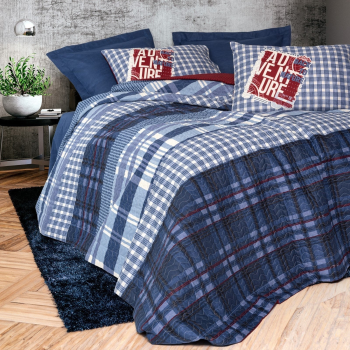 Lenjerie de pat 4 anotimpuri, două persoane, bumbac 100%, Cotton Box, Roger - Dark Blue [1]