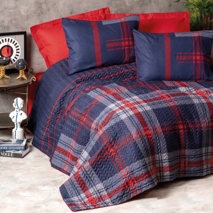 Lenjerie de pat 4 anotimpuri, două persoane, bumbac 100%, Cotton Box, Abel Red [1]