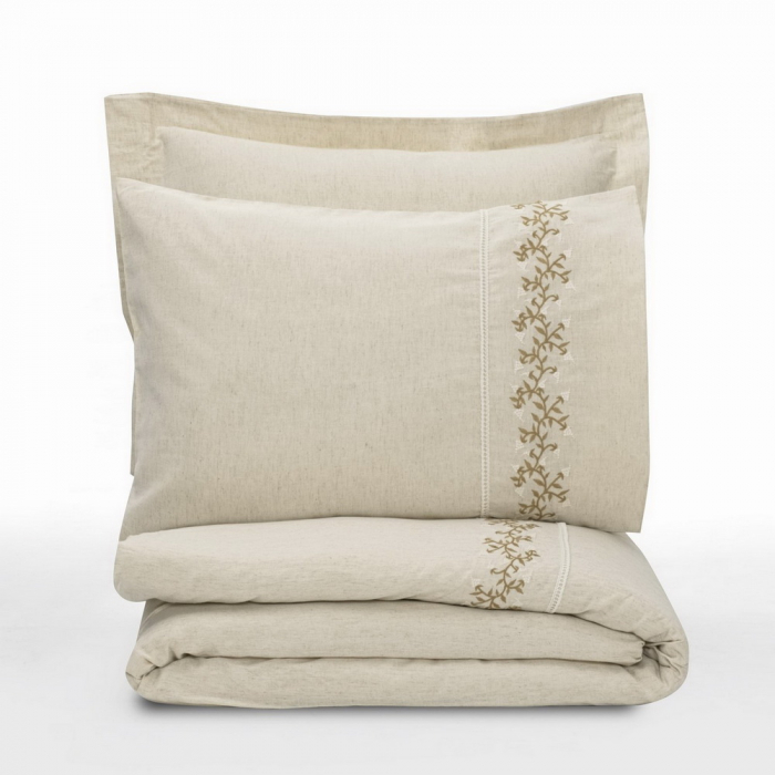 Lenjerie de pat brodata, 6 piese, bumbac si in, Cotton Box, Daria [3]
