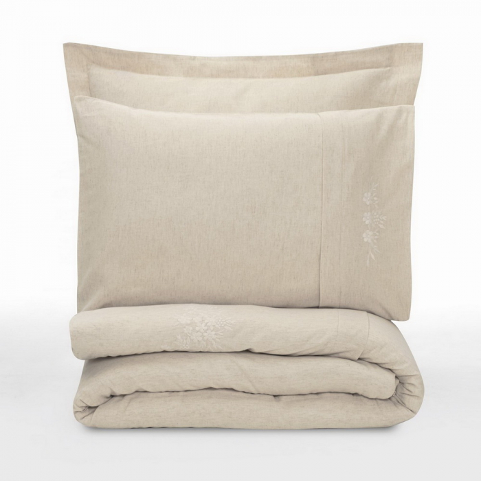 Lenjerie de pat brodata, 6 piese, bumbac si in, Cotton Box, Forbes [4]