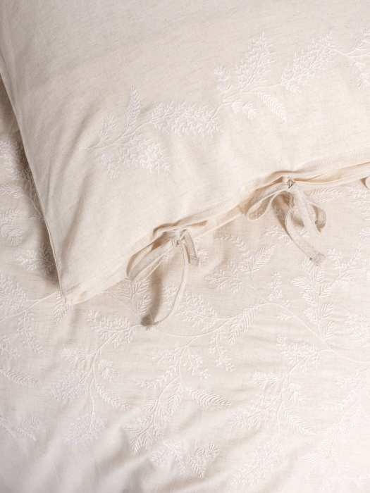 Lenjerie de pat brodata, 6 piese, bumbac si in, Cotton Box, Kivora [4]