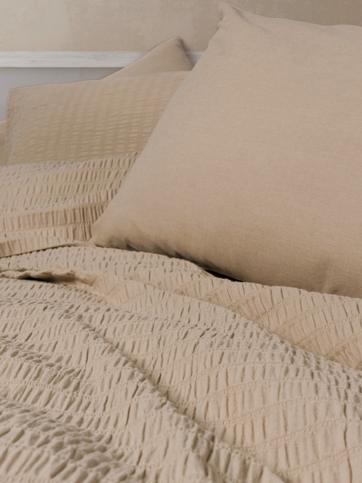 Lenjerie pat dublu, creponata, 6 piese, Cotton Box, Sungai - Salmon [2]