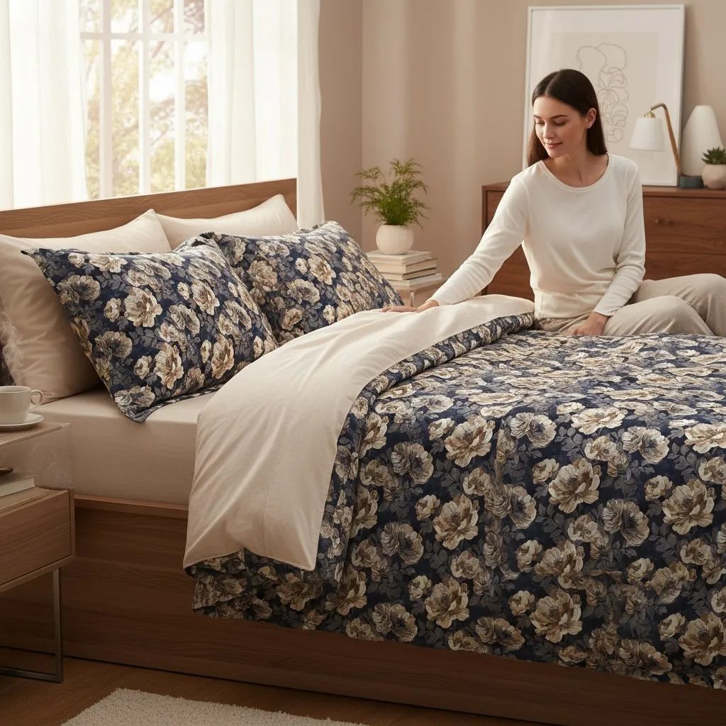 Lenjerie de pat Cotton Pro 100% bumbac - imprimare digitala (Dark Magnolia) - Marime: King size [2]