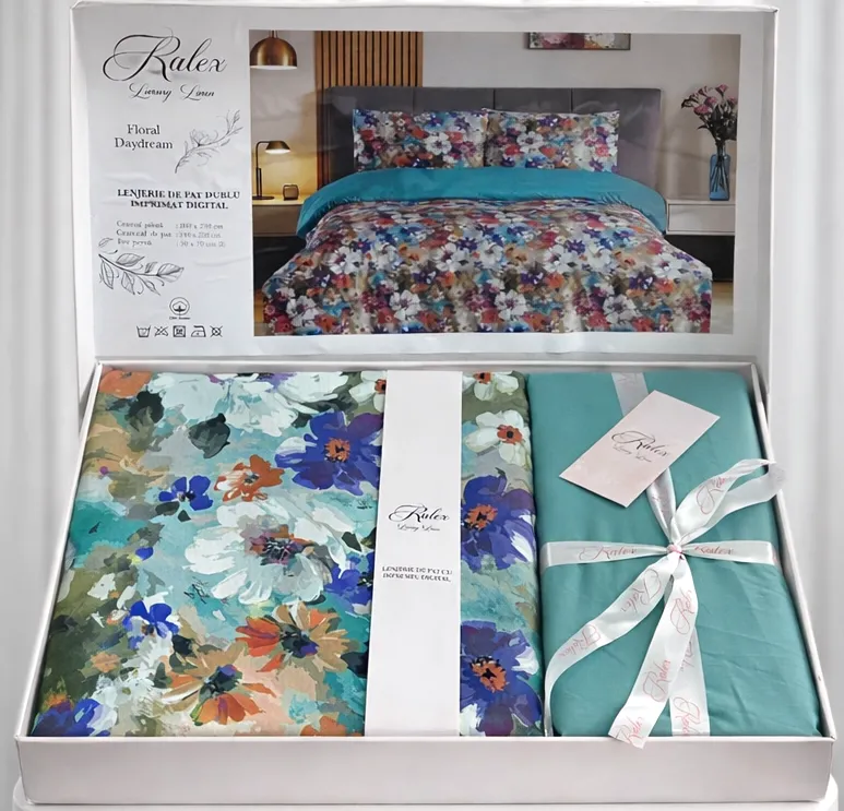 Lenjerie de pat Cotton Pro 100% bumbac - imprimare digitala (Floral Daydream) - Marime: King size [5]