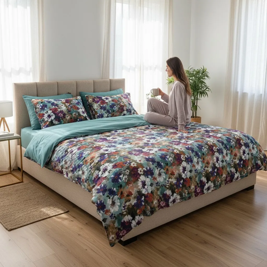 Lenjerie de pat Cotton Pro 100% bumbac - imprimare digitala (Floral Daydream) - Marime: King size [2]