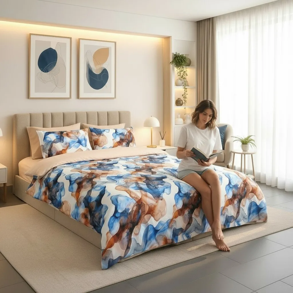 Lenjerie de pat Cotton Pro 100% bumbac - imprimare digitala (Ocean Flow) - Marime: King size [5]