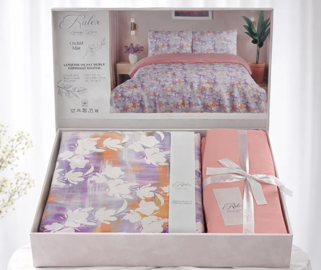 Lenjerie de pat Cotton Pro 100% bumbac - imprimare digitala (Orchid Mist) - Marime: King size [3]
