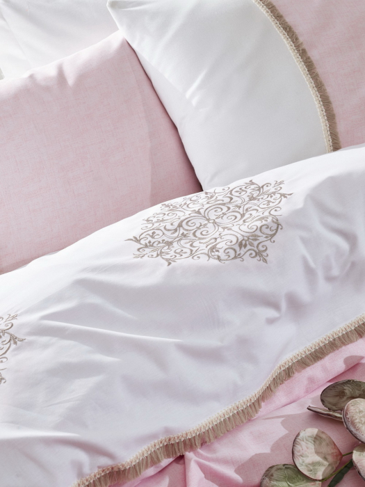 Lenjerie de pat cu broderie, 6 piese, bumbac 100%, Cotton Box, Carel - Power [2]