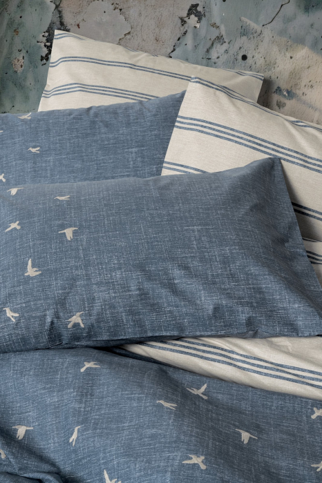 Lenjerie de pat cu broderie, 6 piese, bumbac 100%, Cotton Box, Ceria - Dark Blue [2]