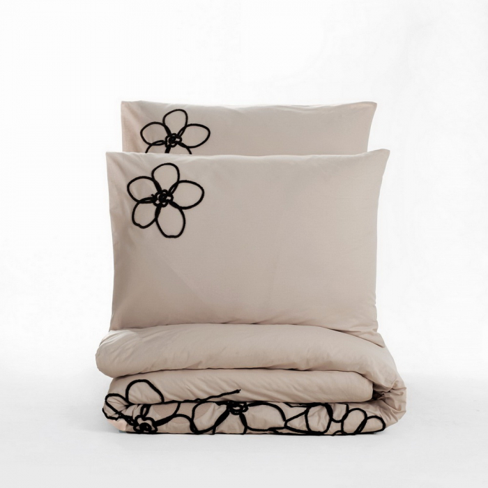 Lenjerie de pat cu broderie, 6 piese, bumbac 100%, Cotton Box, Panos - Brown [4]