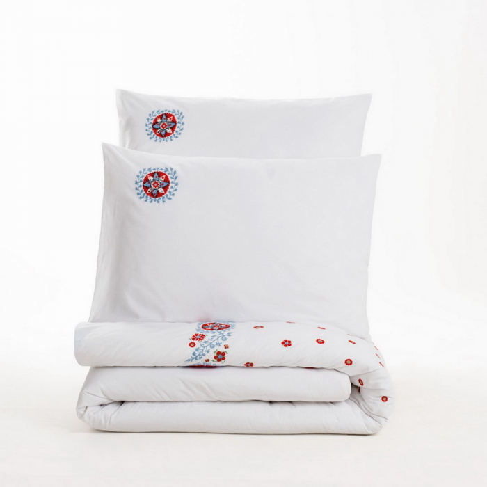 Lenjerie de pat cu broderie, 6 piese, bumbac 100%, Cotton Box, Mabel - Blue [4]