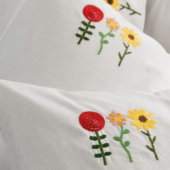 Lenjerie de pat cu broderie, 6 piese, bumbac 100%, Cotton Box, Mina - Pink [3]